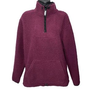 PINK Victoria’s Secret Maroon Quarter Zip Sherpa Pull Over